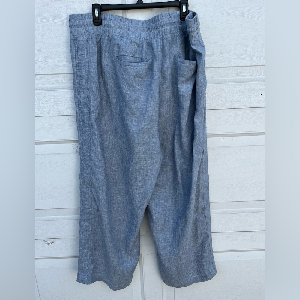 Women 's Atlhleta Cabo Linen wide legs pants blue plus 20 - Picture 3 of 4